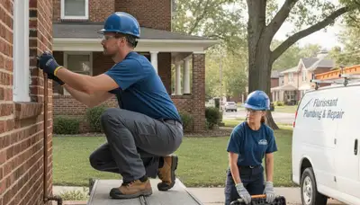 Plumber repairing pipe in Saint Charles, MO for fast plumbing repair service