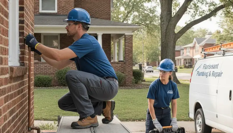 Plumber repairing pipe in Saint Charles, MO for fast plumbing repair service