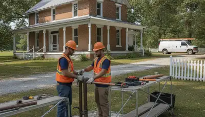 Plumber repairing a leak in Saint Charles, MO for plumbing repair service