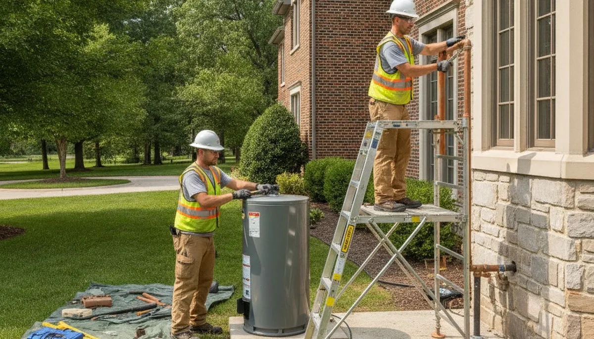 Plumber repairing pipe in Saint Charles, MO for plumbing repair service