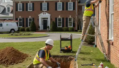 Plumbing repair technician in Saint Charles, MO fixing a residential pipe leak