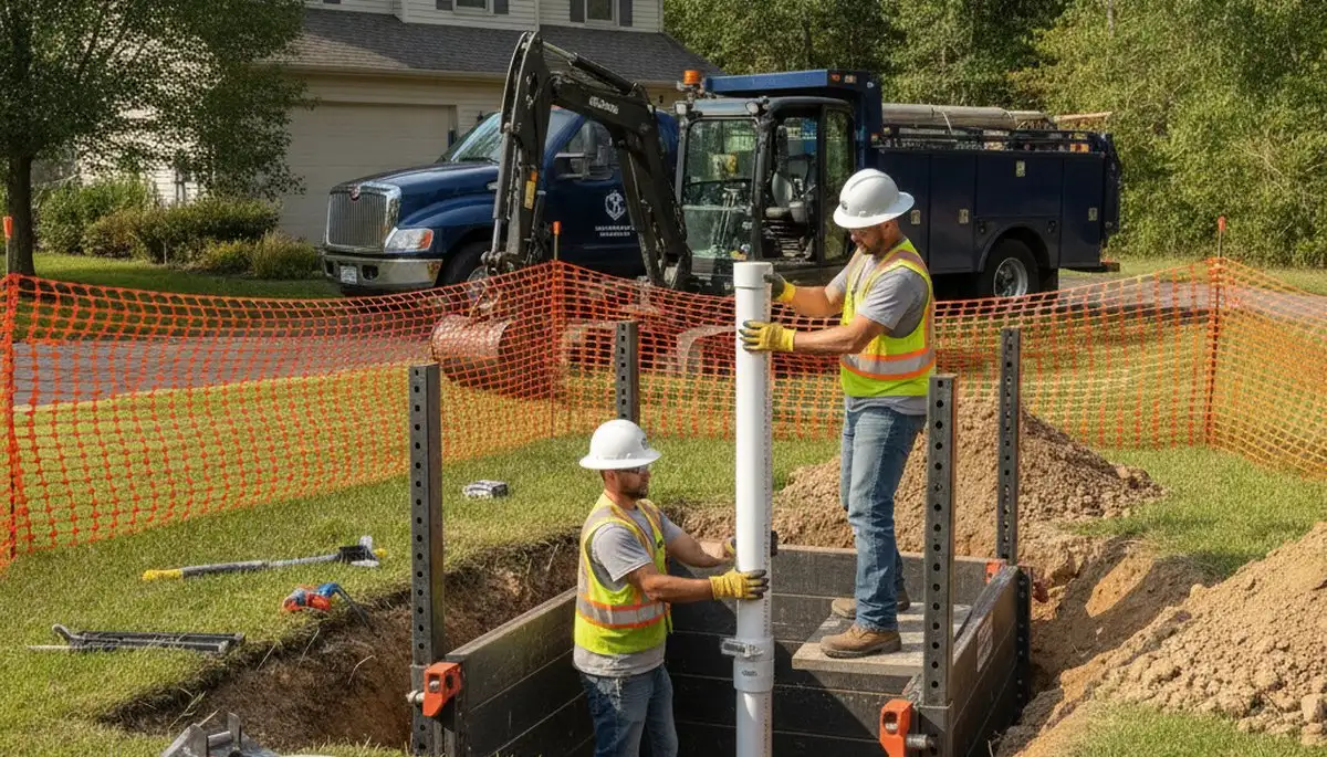 Septic repair plumber inspecting service line in Saint Charles, MO