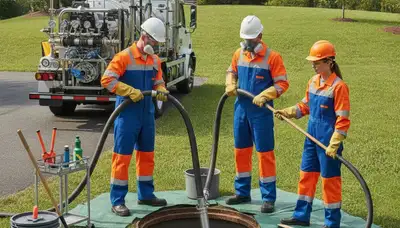 Septic tank cleaning service truck for Saint Charles, MO plumbing repair by On Call Plumbers