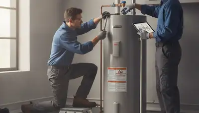 Plumber repairing water heater for Saint Charles, MO homes during winter service call